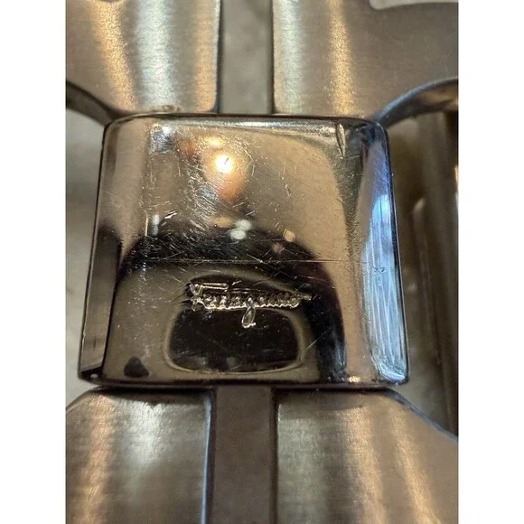 Ferragamo Belt Buckle Silver Tone Fits Belt Width 1”+ Made In Italy - Picture 2 of 9